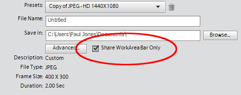 elements share workarea bar only
