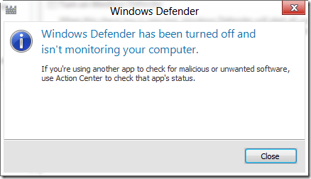 windows defender error message