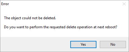the object could not be deleted