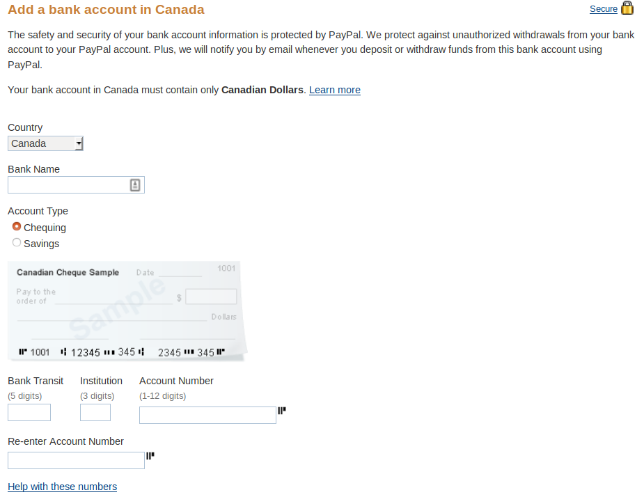 Paypal wont let me add bank